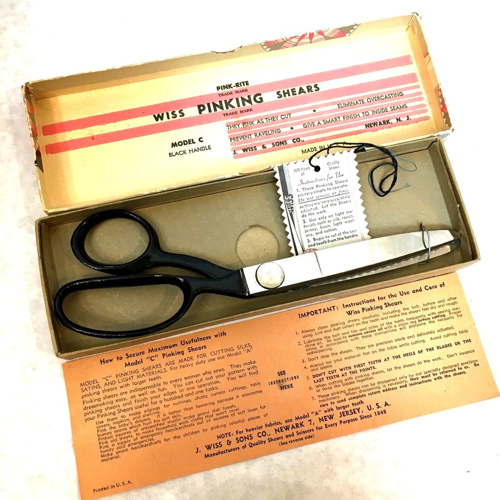 WISS Pinking Shears Scissors Model C in Original Box Vtg